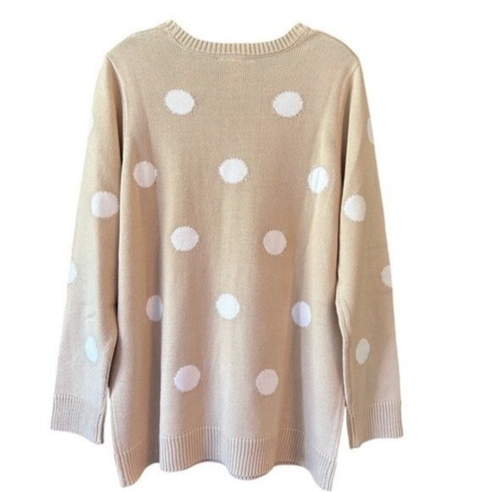 Anthony Richards Womens Polka Dot Sweater Neutral Soft Crew Neck Petite Large - Picture 9 of 12